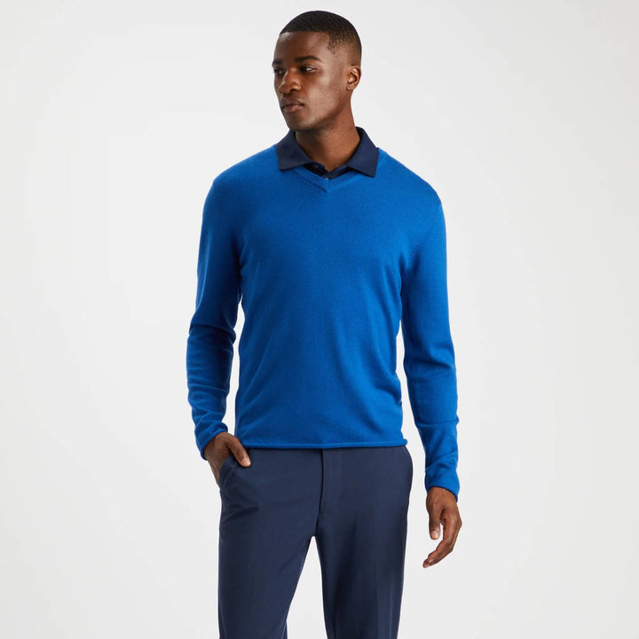 G/FORE MEN'S LOGO V-NECK MERINO WOOL SWEATER - ULTRAMARINE