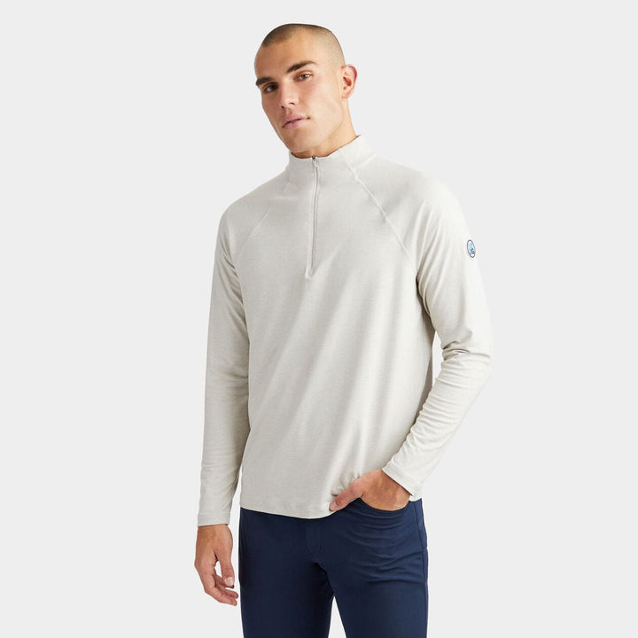 G/FORE MEN'S MELANGE LUXE QUARTER ZIP MID LAYER - STONE
