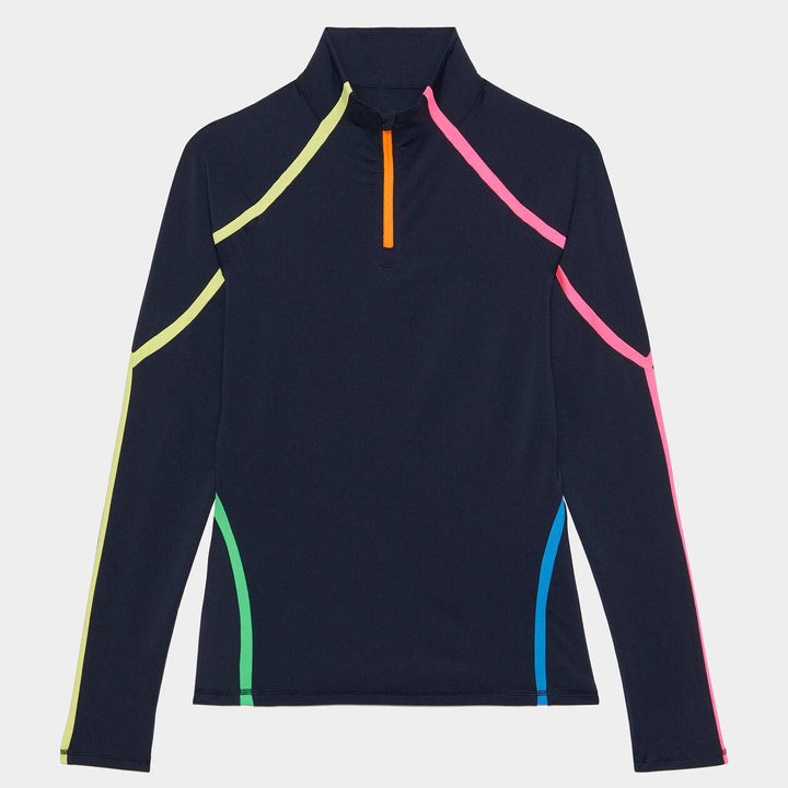G/FORE WOMEN'S COLOUR BLOCK TECH JERSEY QUARTER ZIP PULLOVER - TWILIGHT