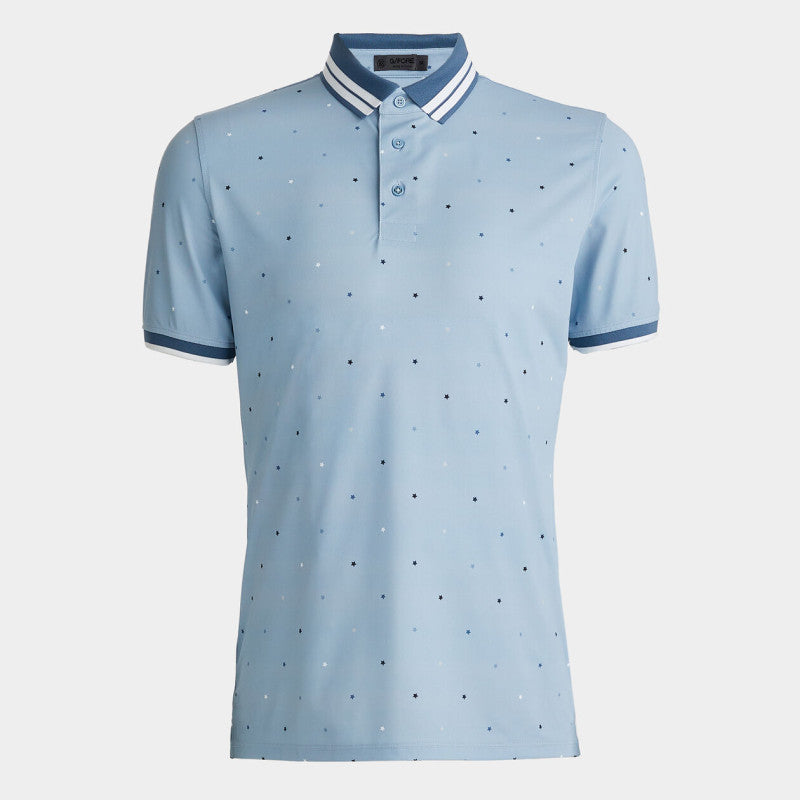 G/FORE MEN'S MINI STARS BANDED SLEEVE TECH PIQUÉ POLO - FJORD BLUE