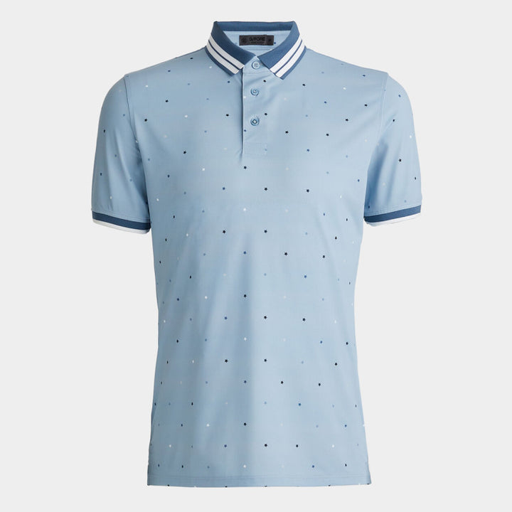 G/FORE MEN'S MINI STARS BANDED SLEEVE TECH PIQUÉ POLO - FJORD BLUE