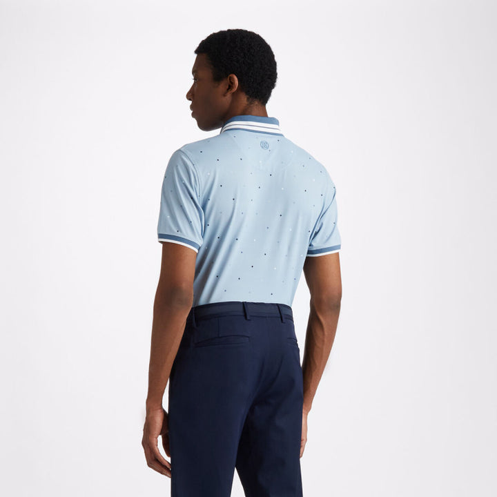 G/FORE MEN'S MINI STARS BANDED SLEEVE TECH PIQUÉ POLO - FJORD BLUE