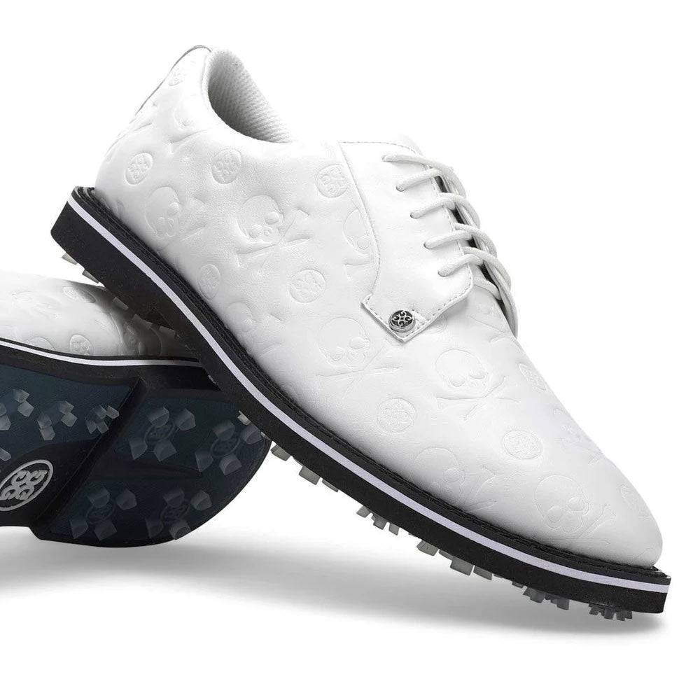 G/FORE MEN'S LTD EDITION EMBOSSED SKULL & T GALLIVANTER GOLF SHOES - SNOW /ONYX