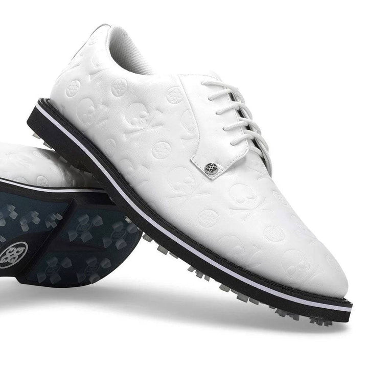 G/FORE MEN'S LTD EDITION EMBOSSED SKULL & T GALLIVANTER GOLF SHOES - SNOW /ONYX