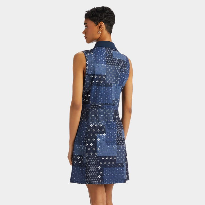 G/Fore Womens Boro Print Pique Sleeveless Polo Dress - TWILIGHT
