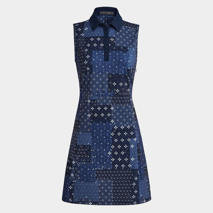 G/Fore Womens Boro Print Pique Sleeveless Polo Dress - TWILIGHT