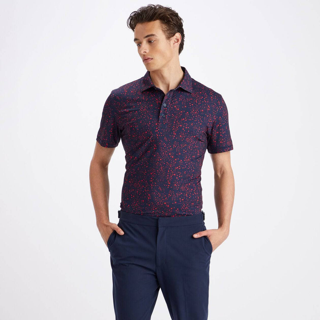 G/FORE MEN'S LTD EDITION CONSTELLATION TECH JERSEY SLIM FIT POLO - TWILIGHT