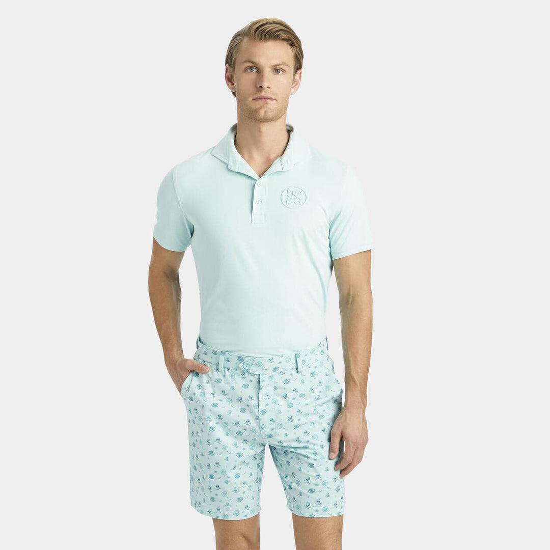 G/FORE MEN'S LTD EDITION EMBOSSED CIRCLE G'S TECH JERSEY POLO - SEAGLASS