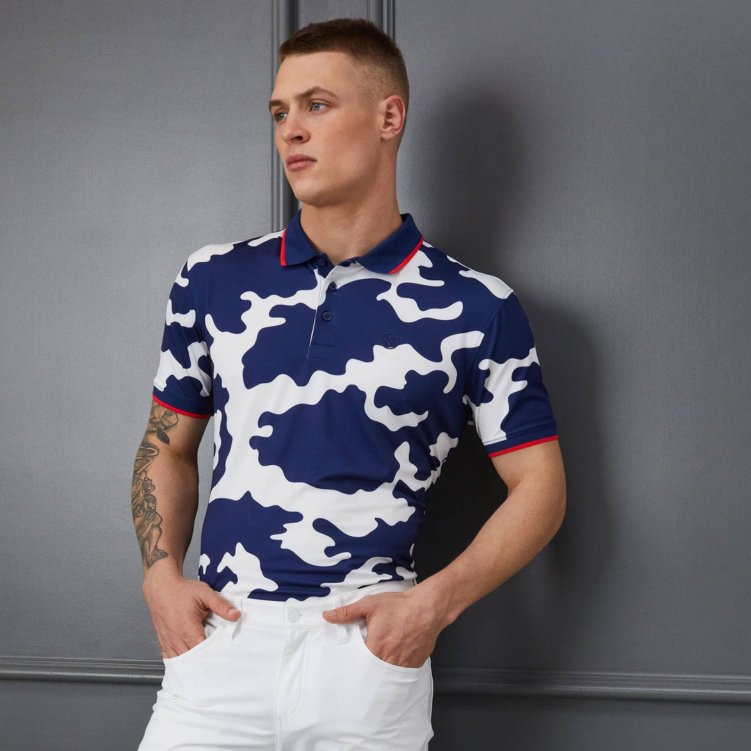 G/FORE MEN'S LTD EDITION EXPLODED CAMO TECH JERSEY POLO - BLUEPRINT