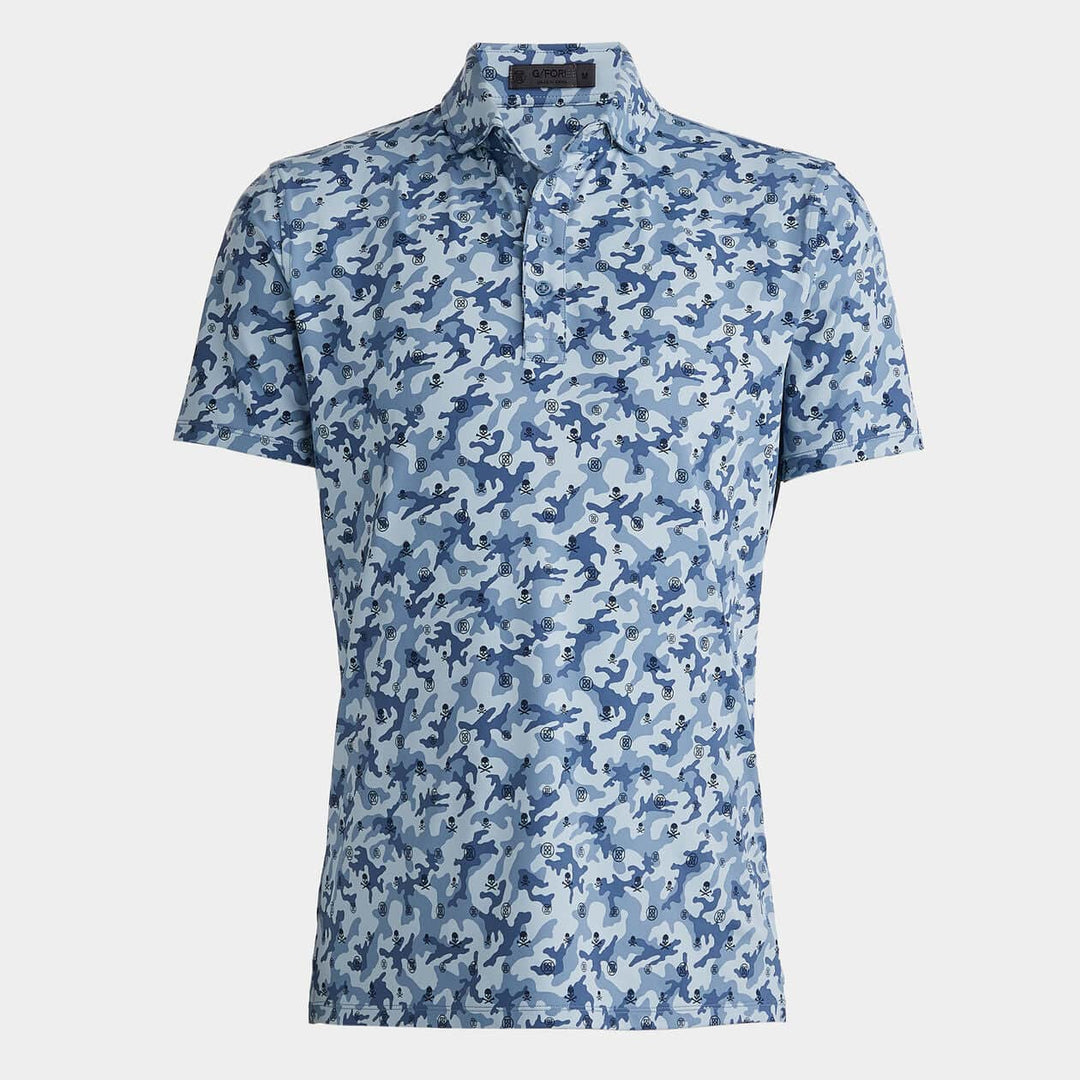 G/FORE MEN'S MAPPED ICON CAMO TECH MODERN COLLAR POLO - FJORD