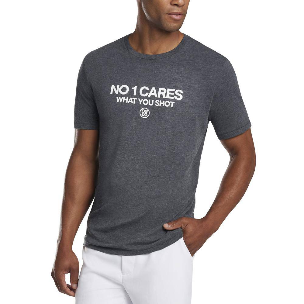 G/FORE MEN'S NO 1 CARES TEE SHIRT - CHARCOAL HEATHER GREY