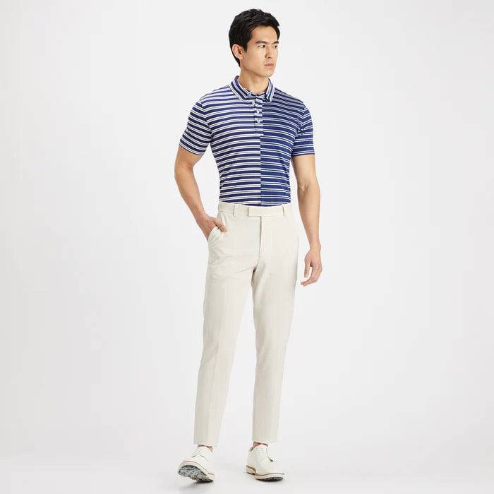 G/Fore Mens Offset Stripe Tech Jersey Slim Fit Polo - BLUEPRINT