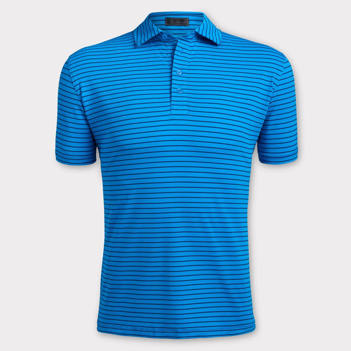 G/FORE MEN'S PERFORATED STRIPE TECH JERSEY POLO - IBIZA BLUE