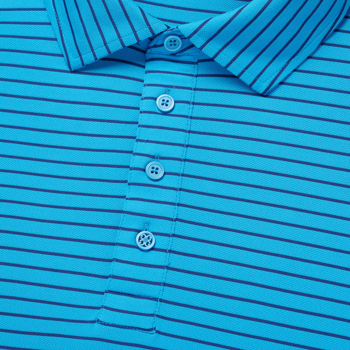 G/FORE MEN'S PERFORATED STRIPE TECH JERSEY POLO - IBIZA BLUE