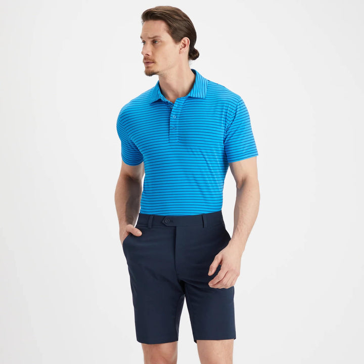 G/FORE MEN'S PERFORATED STRIPE TECH JERSEY POLO - IBIZA BLUE