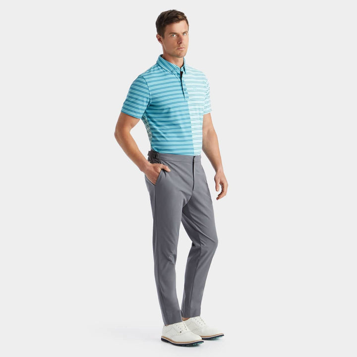 G/FORE MEN'S SPLIT STRIPE CONTRAST TECH JERSEY POLO - SEAGLASS