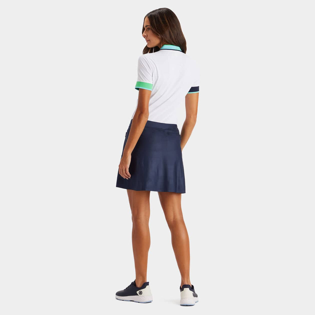 G/FORE WOMEN'S CONTRAST COLLAR ZIP POLO - ACID LIME