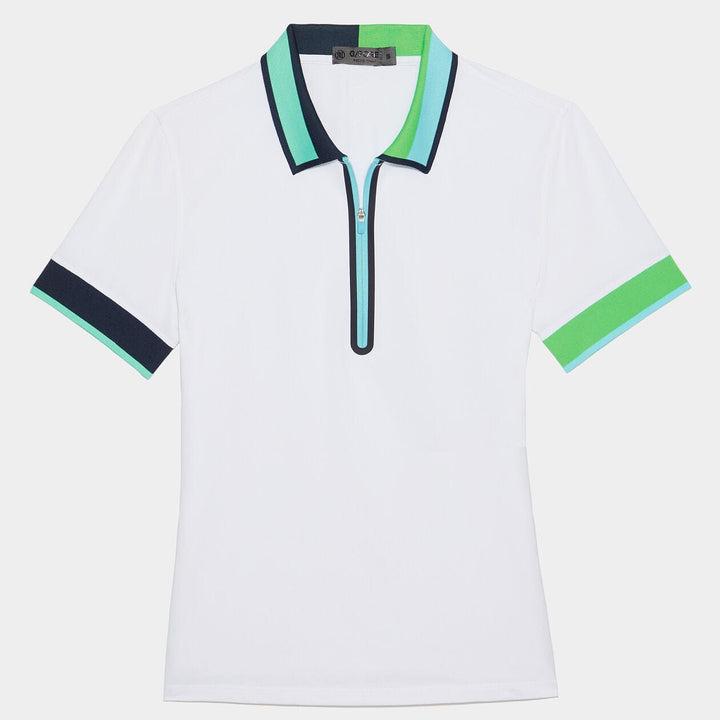 G/FORE WOMEN'S CONTRAST COLLAR ZIP POLO - ACID LIME