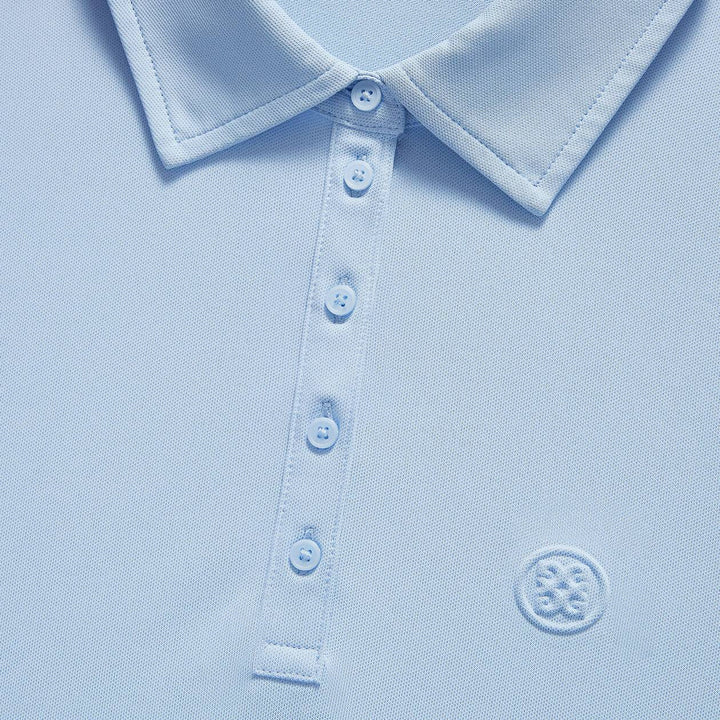 G/FORE WOMEN'S LTD EDTION EMBOSSED LOGO TECH PIQUE POLO - SKY