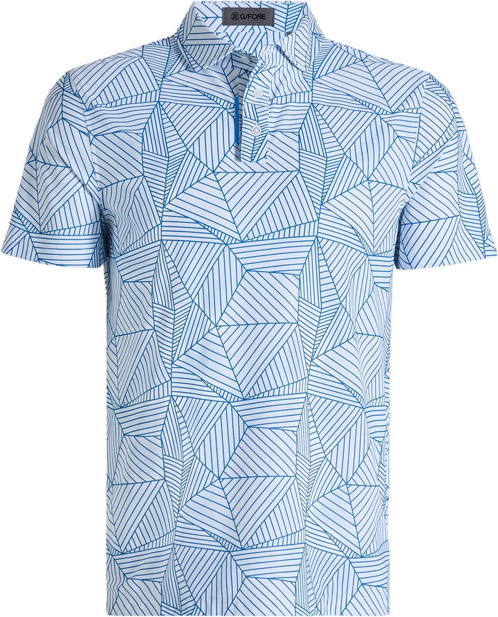 G/FORE MEN'S GEOMETRIC TECH PIQUÉ PERFORMANCE POLO - LISBON