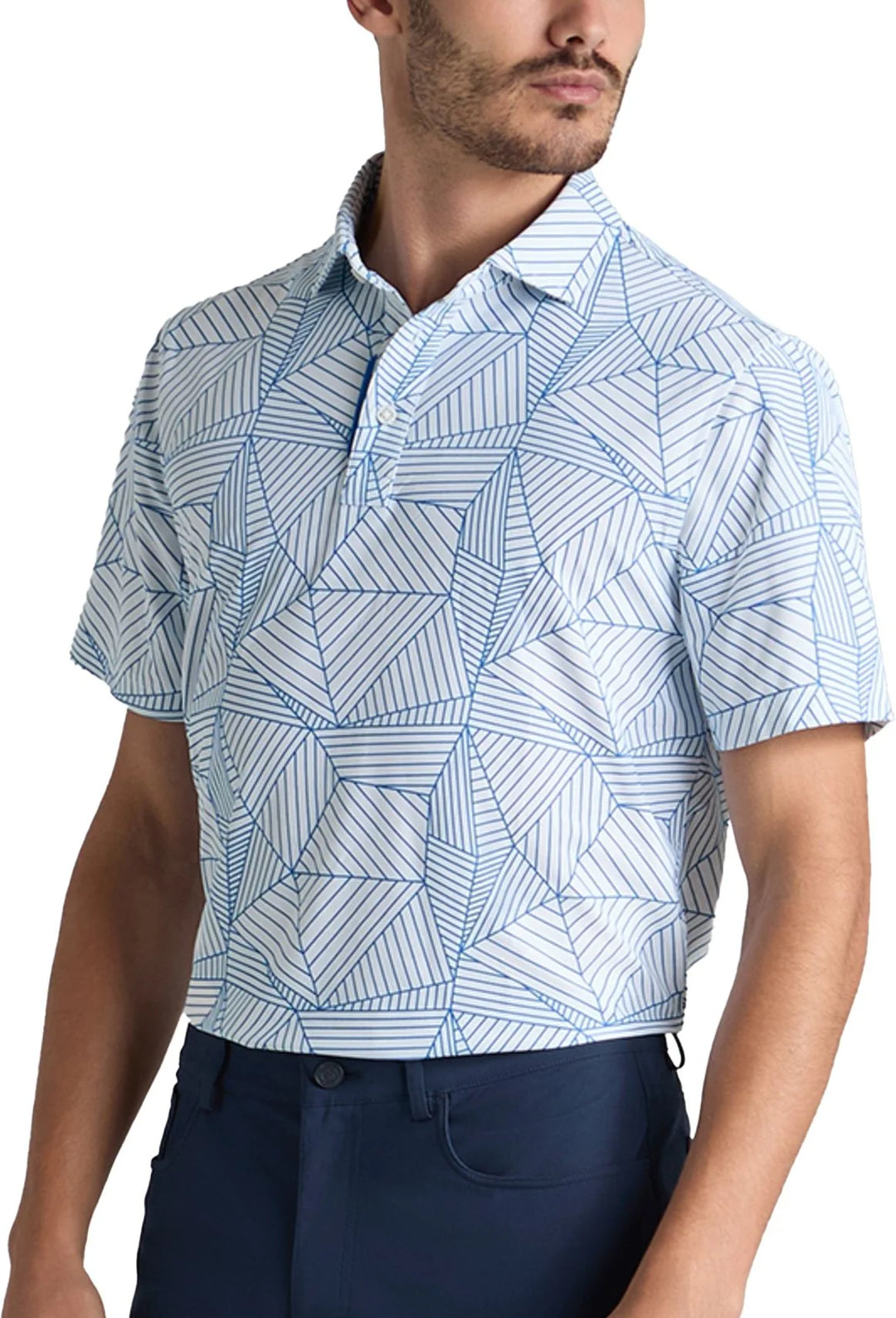 G/FORE MEN'S GEOMETRIC TECH PIQUÉ PERFORMANCE POLO - LISBON