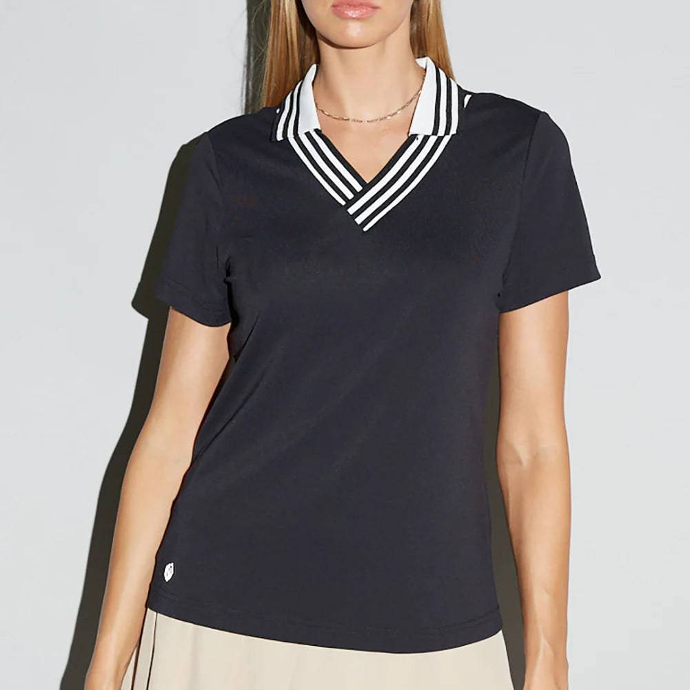 GGblue Womens Elisha Short Sleeve Golf Polo - BLACK/WHITE