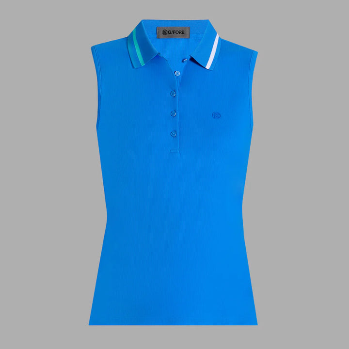 G/FORE WOMENS RIBBED TECH NYLON SLEEVELESS POLO - LISBON