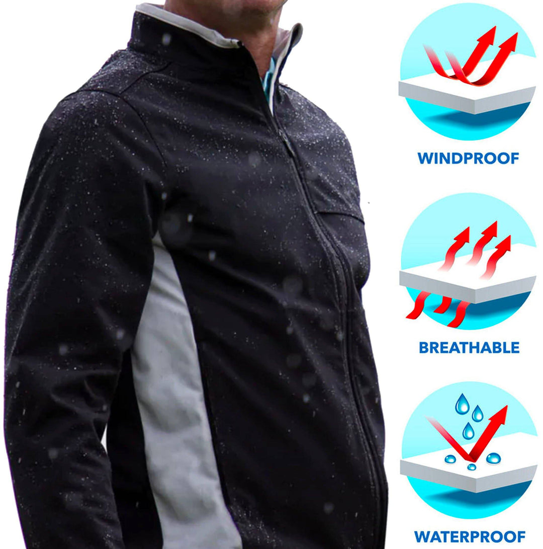 Greg Norman Mens Weatherknit Waterproof Full-Zip Jacket - BLACK