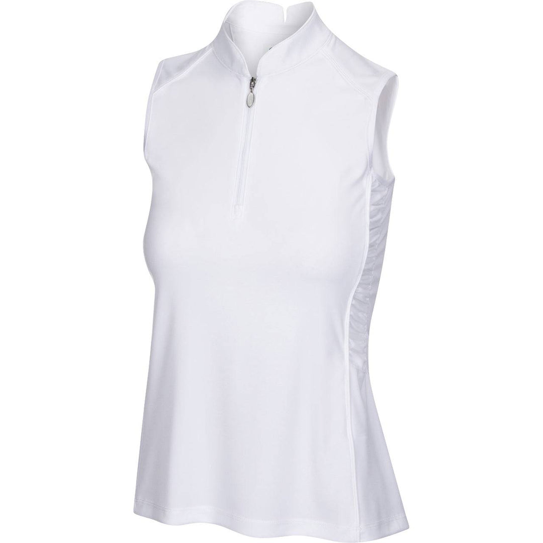 Greg Norman Womens Boomerang Collar Polo With Side Rouching WHITE