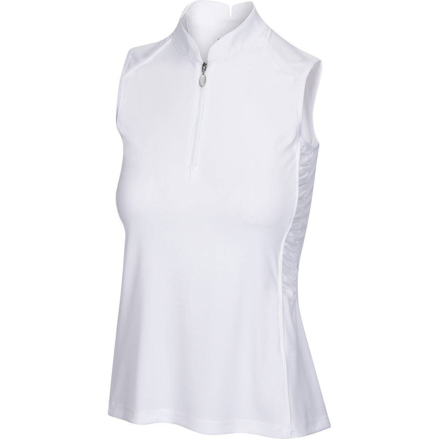 Greg Norman Womens Boomerang Collar Polo With Side Rouching WHITE Golf Anything Canada