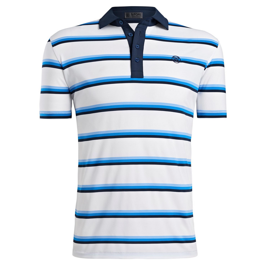 G/FORE MEN'S TRI STRIPE JERSEY POLO - SNOW