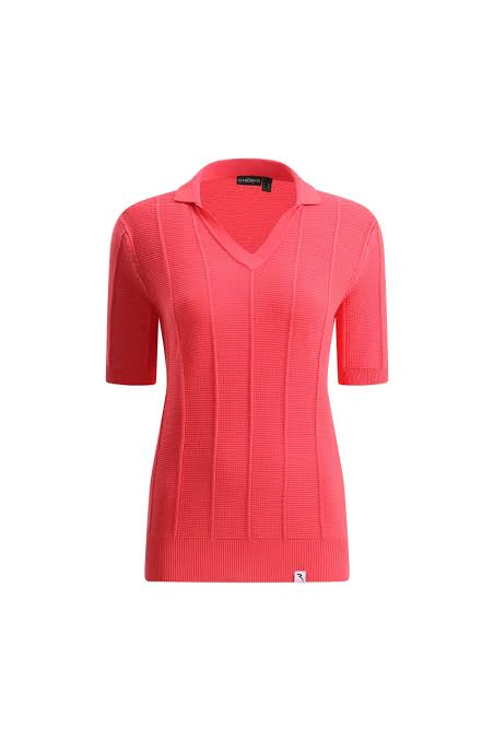 Chervo Women's NASSA 3/4 Sleeve Knitted Cotton Polo - ROSE