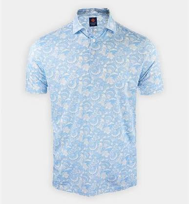 Donald Ross Men's Sport Fit Aiden Paisley Print Polo - SKY / ATLANTIC