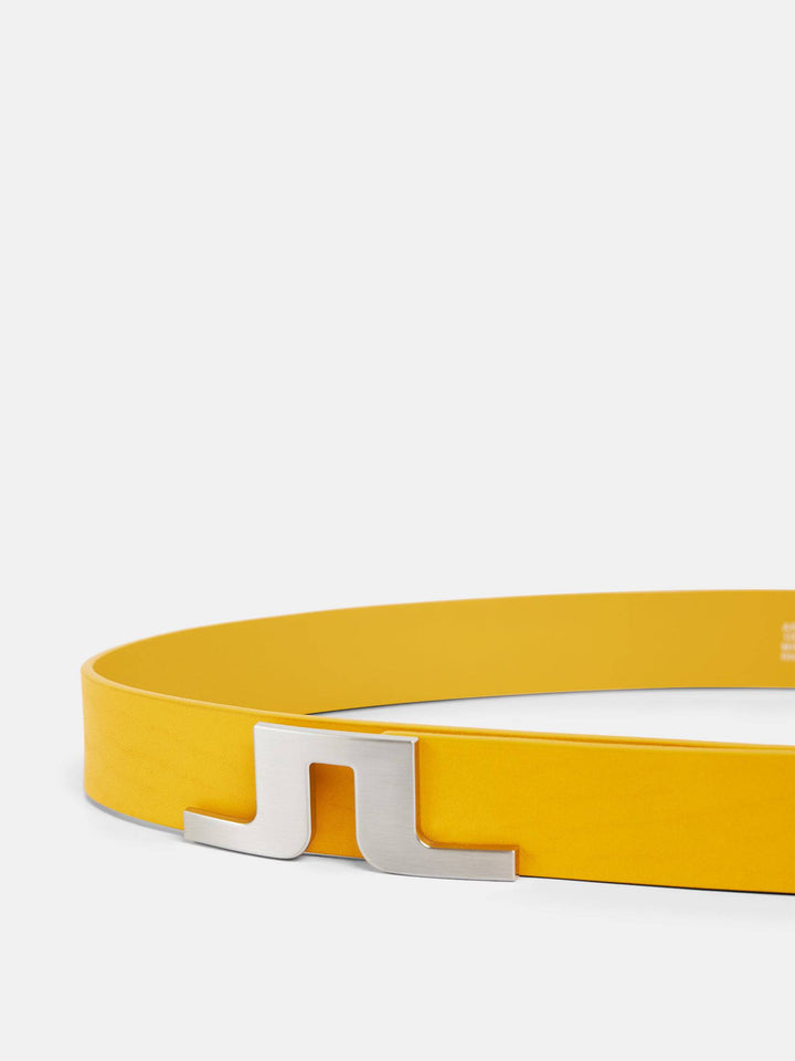 J.Lindeberg Mens Bridger Leather Belt - CITRUS