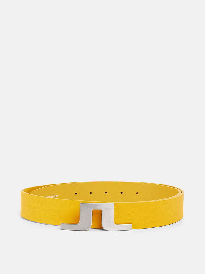 J.Lindeberg Mens Bridger Leather Belt - CITRUS