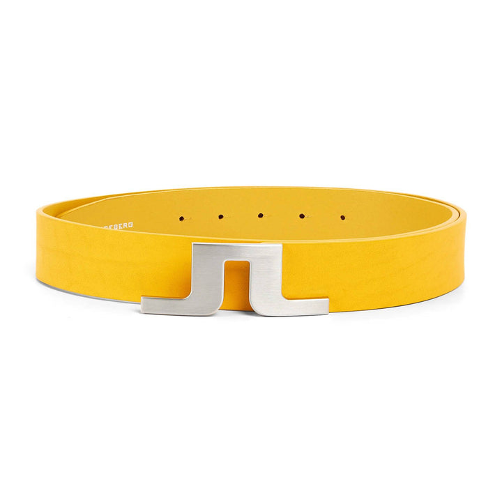 J.Lindeberg Mens Bridger Leather Belt - CITRUS