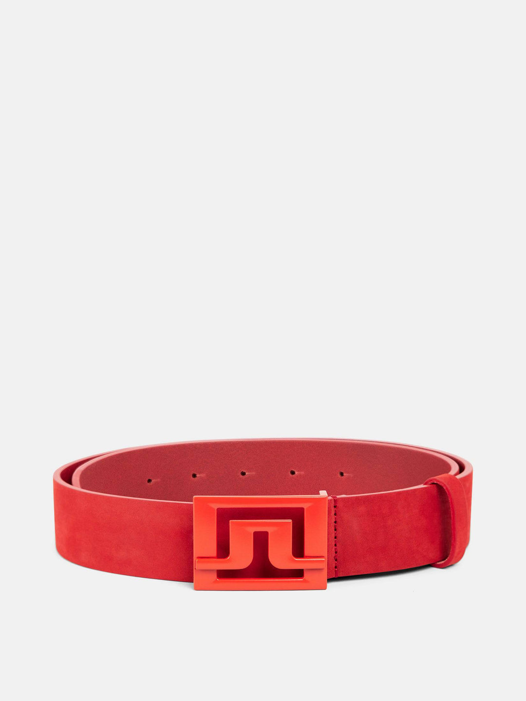 J.Lindeberg Mens Slater Leather Belt - FIERY RED