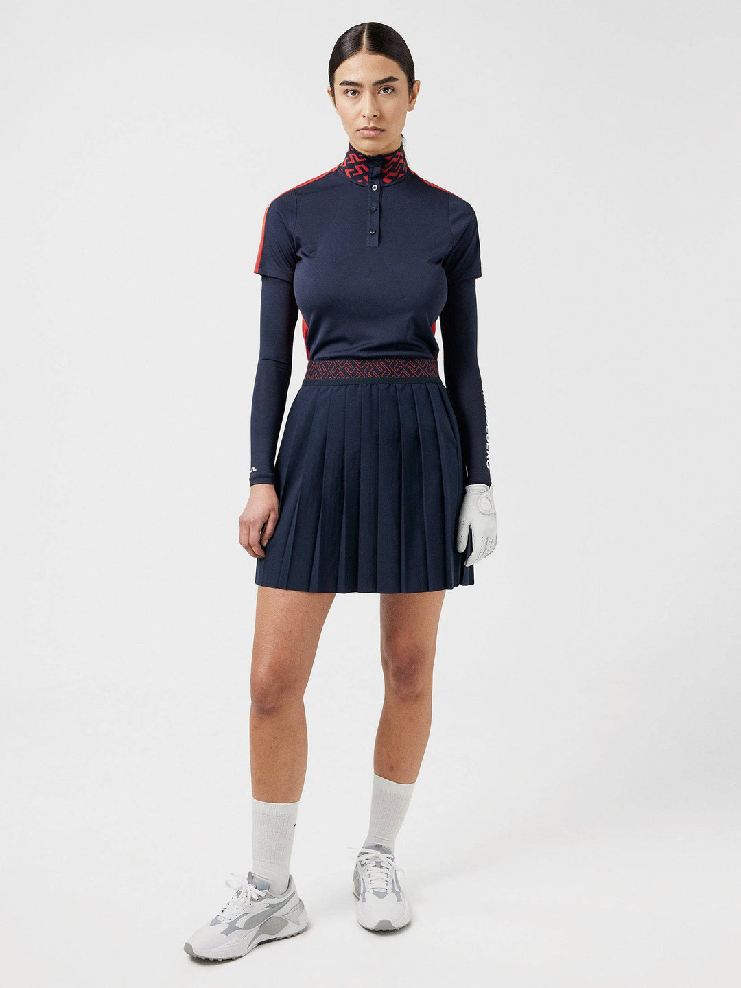 J.Lindeberg Womens Odia Pleated Golf Skirt - JL NAVY