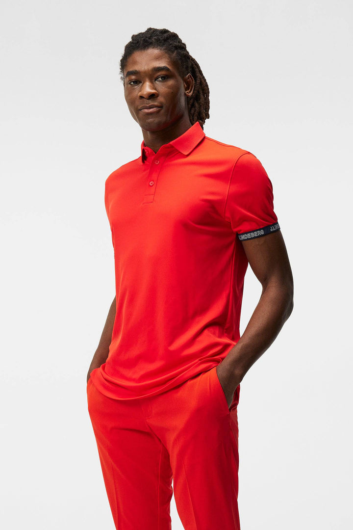 J.Lindeberg Mens Guy Regular Polo - FIERY RED