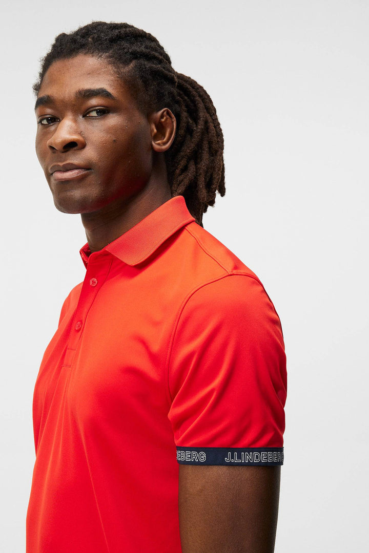 J.Lindeberg Mens Guy Regular Polo - FIERY RED