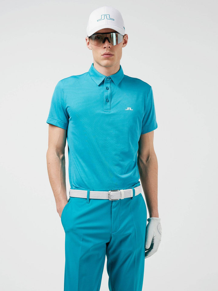 J.Lindeberg Mens Spiral Regular Fit Golf Polo - ENAMEL BLUE