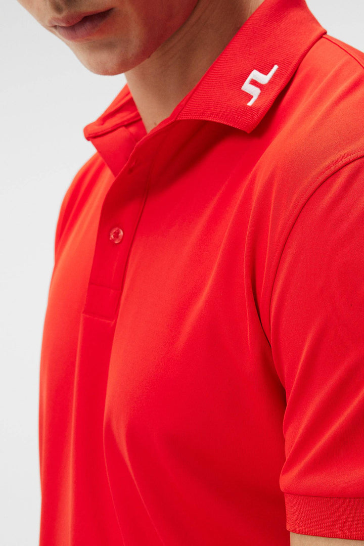 J.Lindeberg Mens Tour Tech Reg Fit Polo - FIERY RED