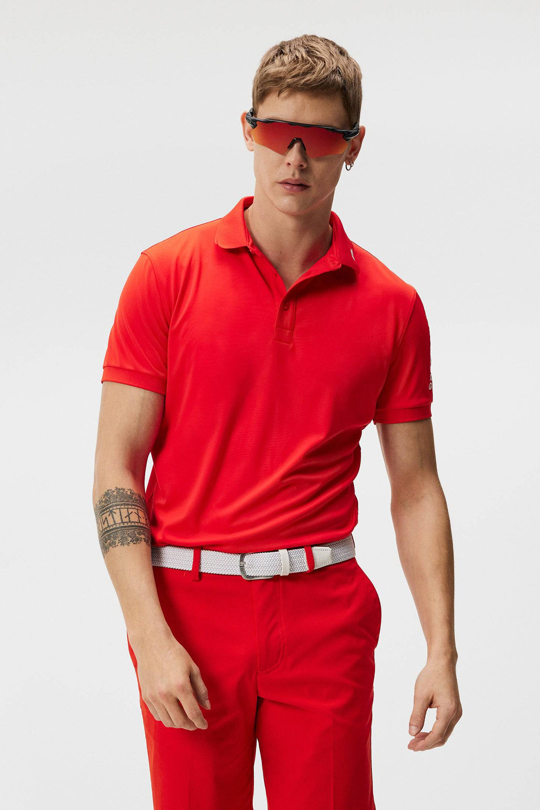 J.Lindeberg Mens Tour Tech Reg Fit Polo - FIERY RED