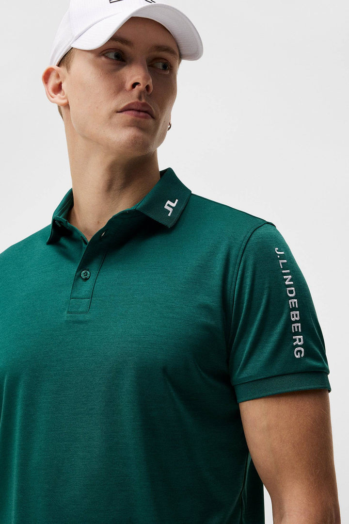 J.Lindeberg Mens Tour Tech Reg Fit Polo - RAIN FOREST MELANGE