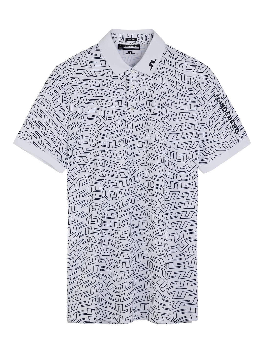 J.Lindeberg Mens Tour Tech Regular Fit Print Polo - WHITE OUTLINE BRIDGE SWIRL