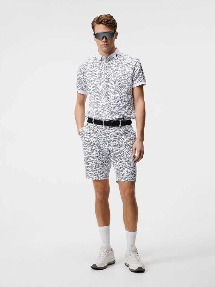 J.Lindeberg Mens Tour Tech Regular Fit Print Polo - WHITE OUTLINE BRIDGE SWIRL