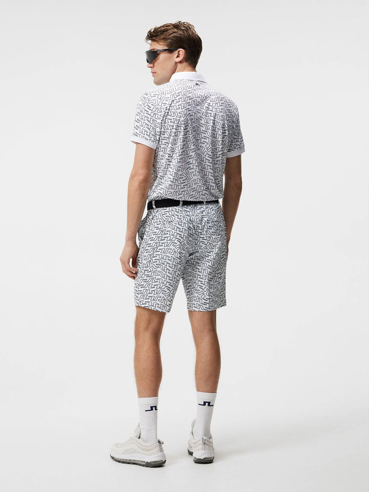 J.Lindeberg Mens Tour Tech Regular Fit Print Polo - WHITE OUTLINE BRIDGE SWIRL