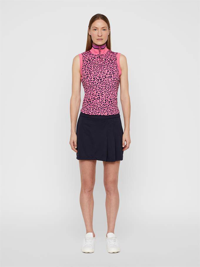 J.Lindeberg Womens AUDREY TX JERSEY GOLF POLO - PINK LEOPARD