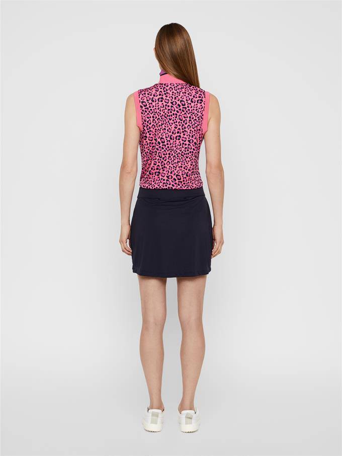 J.Lindeberg Womens AUDREY TX JERSEY GOLF POLO - PINK LEOPARD