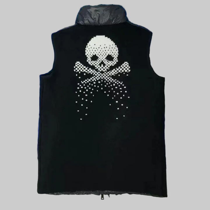 G/FORE MEN'S SKULL & T's MERINO WOOL FULL ZIP VEST - ONYX